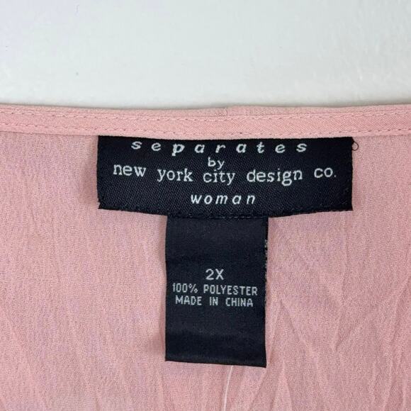 New York City Design Co Separates Crinkle Crepe Blouse Women’s Sz 2X NWT PINK - Picture 3 of 12